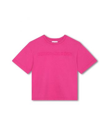 Girls Pink Logo-Patch Cropped T-Shirt