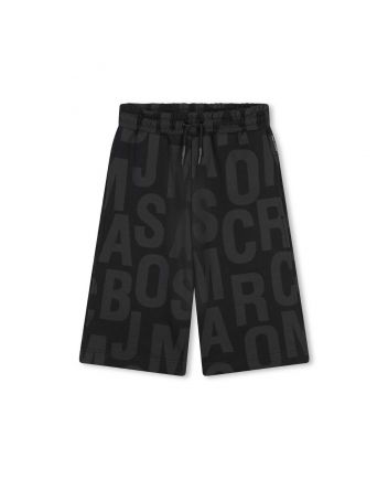 Unisex Black All-Over Print Cotton Shorts