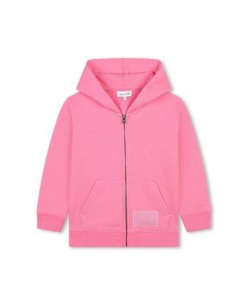 Girls Pink Cotton Zip-Up Hoodie