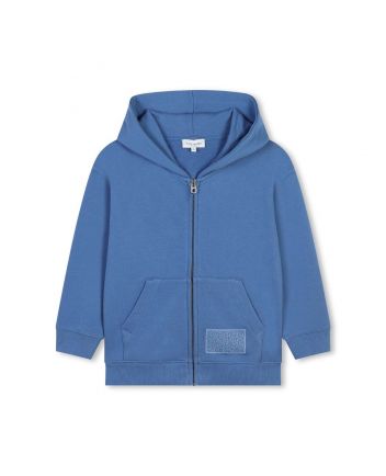 Unisex Blue Cotton Jersey Zip-Up Hoodie