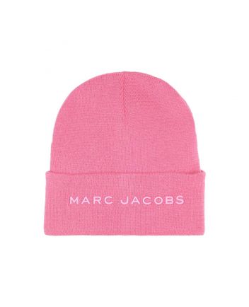 Unisex Pink Logo-Detail Ribbed-Knit Beanie