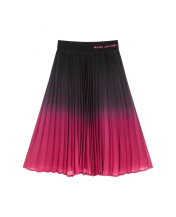 Girls Black & Pink Pleated Gradient Skirt