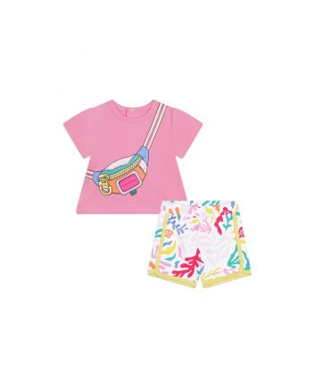 Girls Pink Cotton Shorts Set