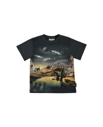 Kids Black Dinosaur and Space print T-Shirt