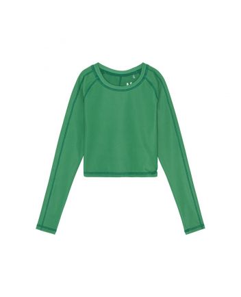 Girls Green Long Sleeve Visible Stitching Top