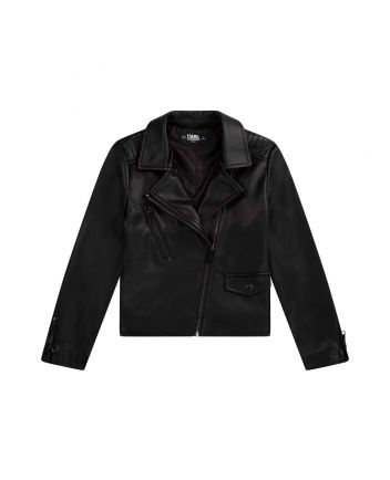 Girl off-Center Zip Biker Jacket