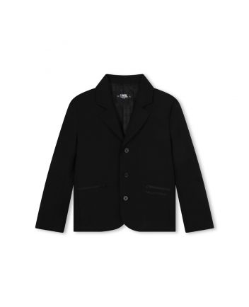Boys Black Logo Print Blazer