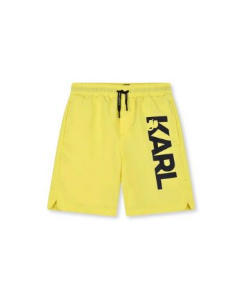 Boys Yellow Logo-Print Swim Shorts