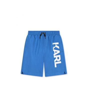 Boys Blue Logo-Print Swim Shorts