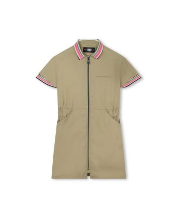 Girls Khaki Green Lyocell Zip-Up Dress