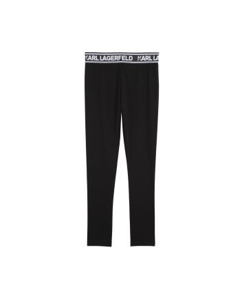 Girls Black Logo-Waistband Leggings