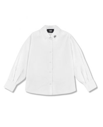 Girls White Cotton Karl Signature Shirt
