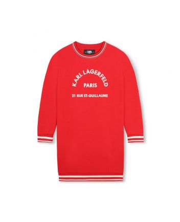 Girls Red Cotton Sweatshirt Dress