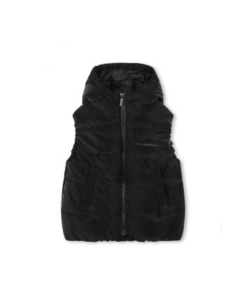 Boys Black Hooded Puffer Gilet