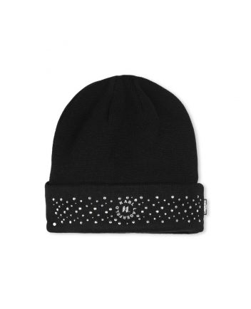 Girls Black Monogram-Embellished Beanie