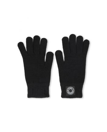 Unisex Black Logo-Patch Gloves