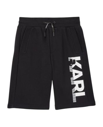 Boys Black Logo-Print Bermuda Shorts