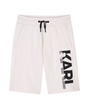 Boys White Logo-Print Bermuda Shorts