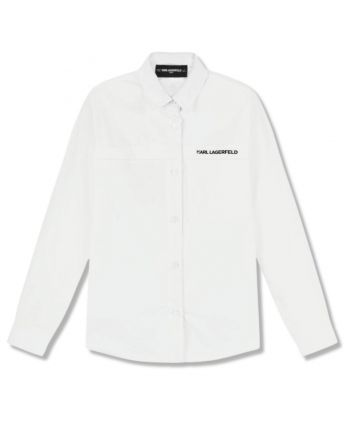 Boys White Logo-Print Cotton Shirt