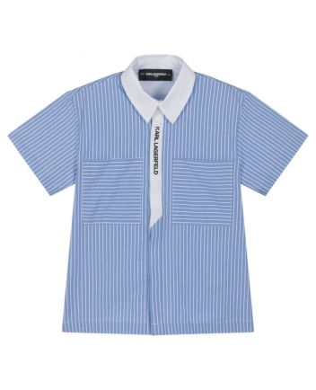 Boys Blue Cotton Striped Shirt