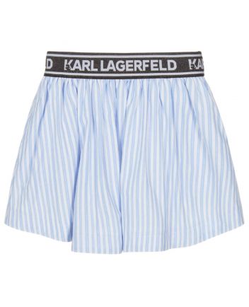 Girls Blue & White Striped Cotton Skirt