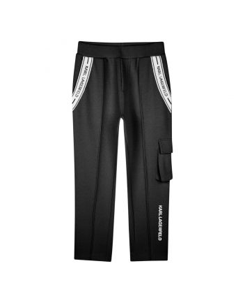 Girls Black Logo-Embroidered Track Pants