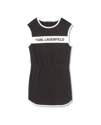 Girls Black Logo-Print Cotton Dress