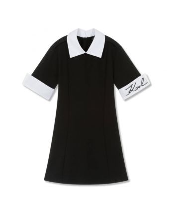 Girls Black Embroidered Shirt Dress
