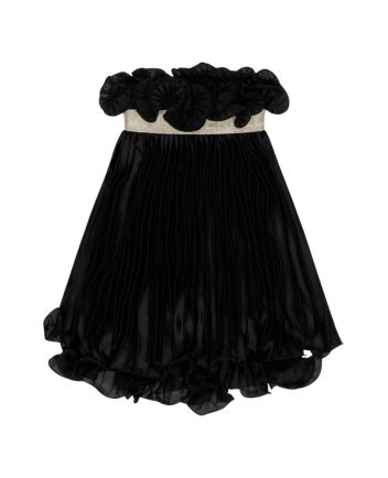 Girls Black Satin Pleated Skirt