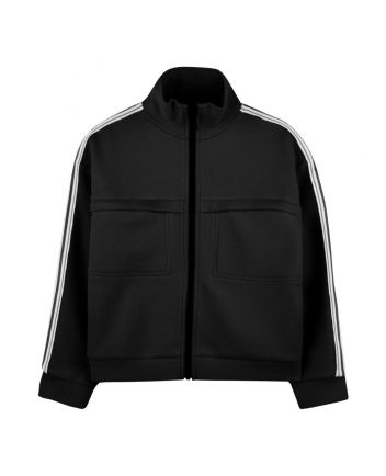 Boys Black Logo-Stripe Zip-Up Sweatshirt