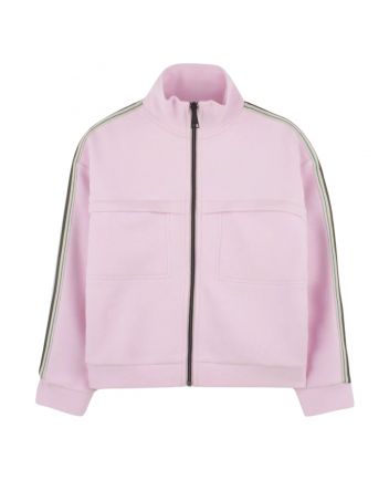 Girls Pink Zip-Up Logo-Print Sweatshirt
