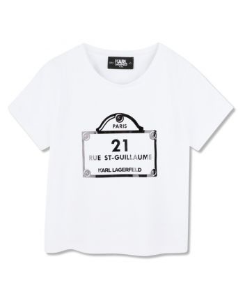 Girls White Graphic-Print Cotton T-Shirt