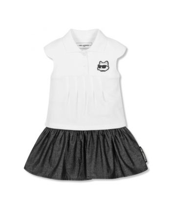 Girls Black & White Cotton Skirt Set