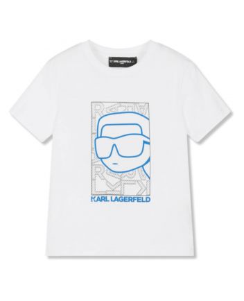 Boys White & Blue Karl Cotton T-Shirt